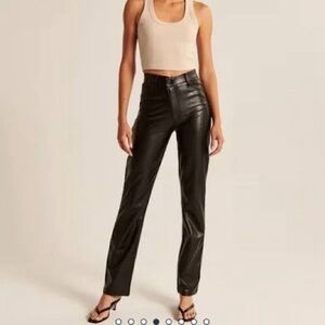 Abercrombie NWT Criss-Cross Waistband Vegan Leather 90s Straight Pant (Size 6)